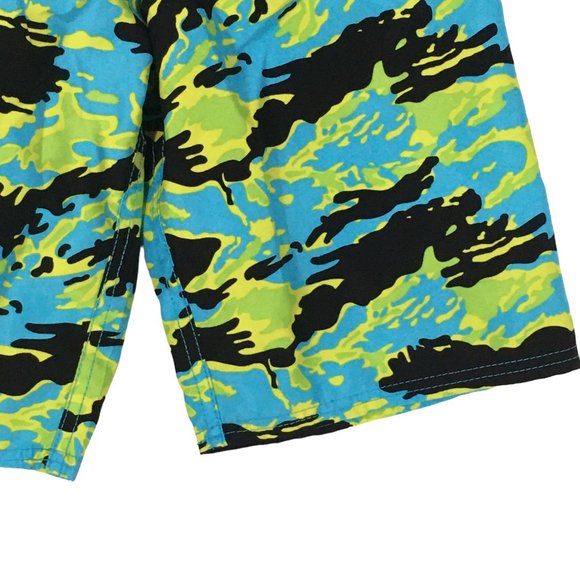 Maui & Sons Youth Small‎ Blue Green Black Camo Board Shorts, Swimming Trunks, S - Picture 3 of 9